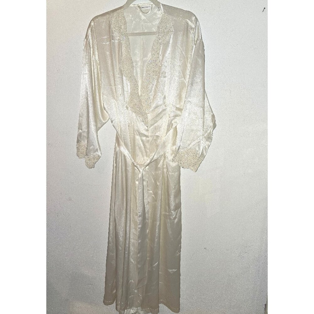 Vintage Victoria's Secret White Satin and Sequined Robe Size XS / S